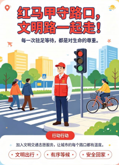 红马甲守路口，文明路一起走