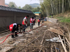 组织志愿者清理道路垃圾