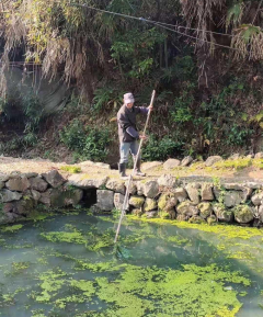 清除池塘浮萍，保护绿水青山