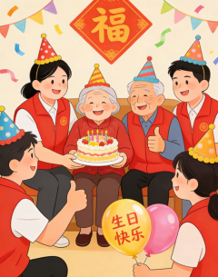 为村内80周岁以上老年人送上生日祝福
